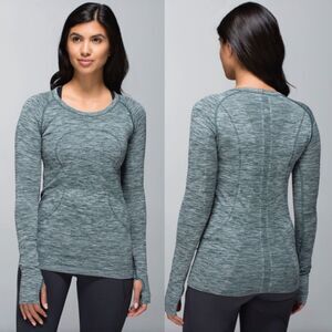 Lululemon Womens Run Swiftly Tech Long Sleeve Crew Sz 8 Silverescent Green